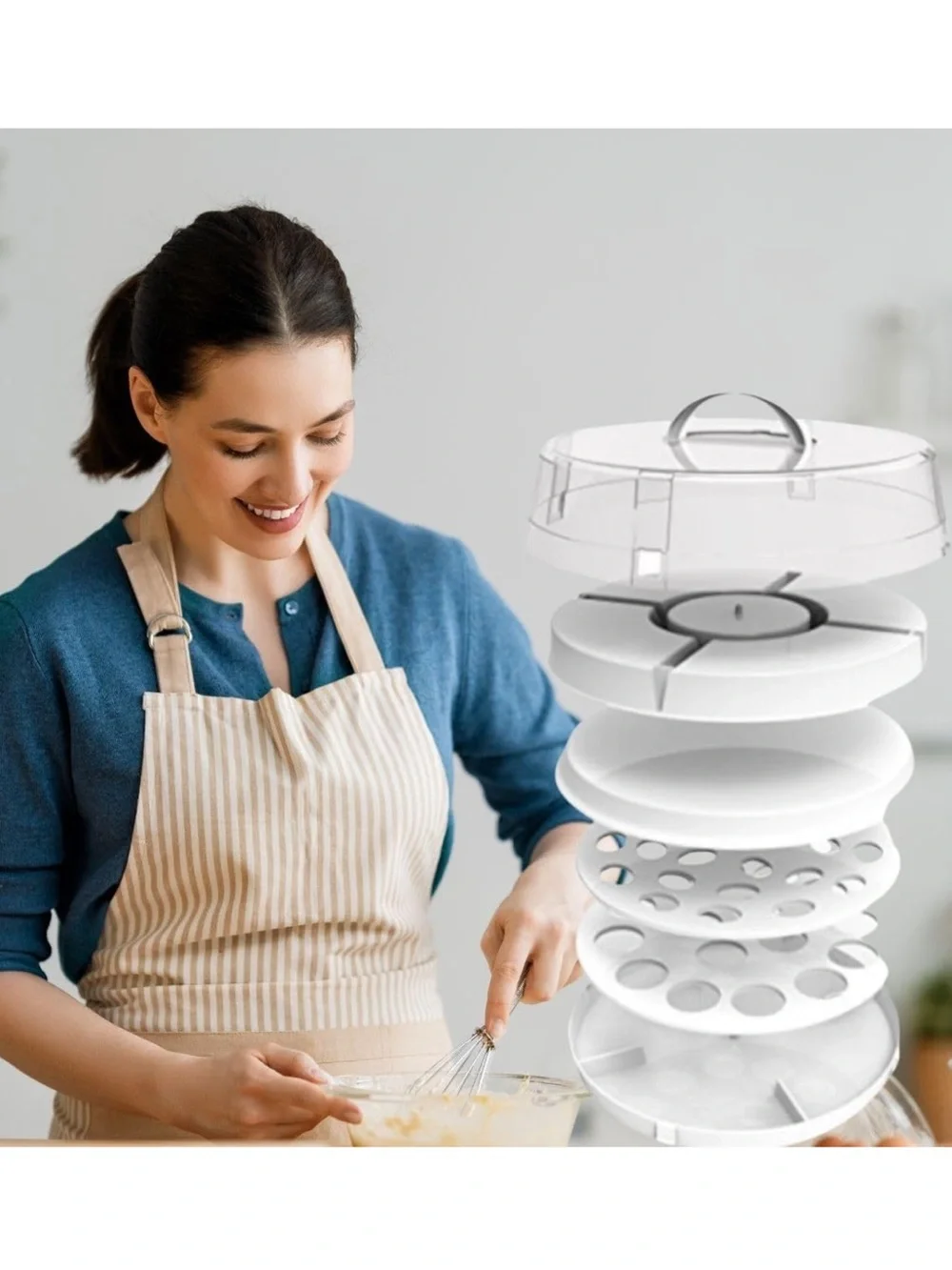 NWT Crazy Chef 6 in 1 Collapsible Cupcake | Cake Carrier with Lid.
